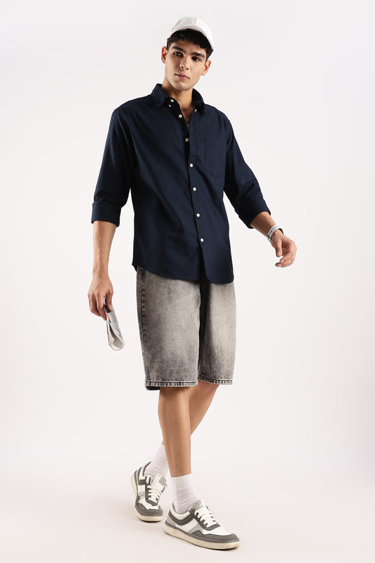 Cotton Oxford Slim Fit Shirt Dk Navy