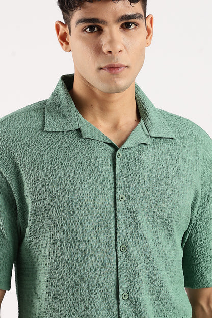 Textured Oversized Shirt Lt Green