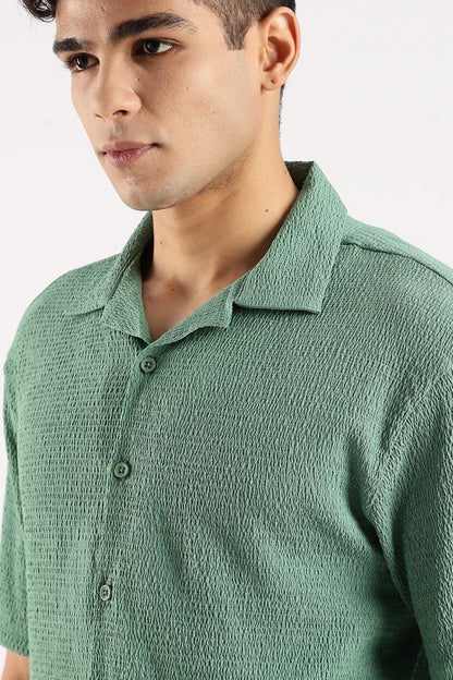 Textured Oversized Shirt Lt Green