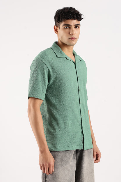 Textured Oversized Shirt Lt Green