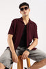 Textured Oversized Shirt Burgundy