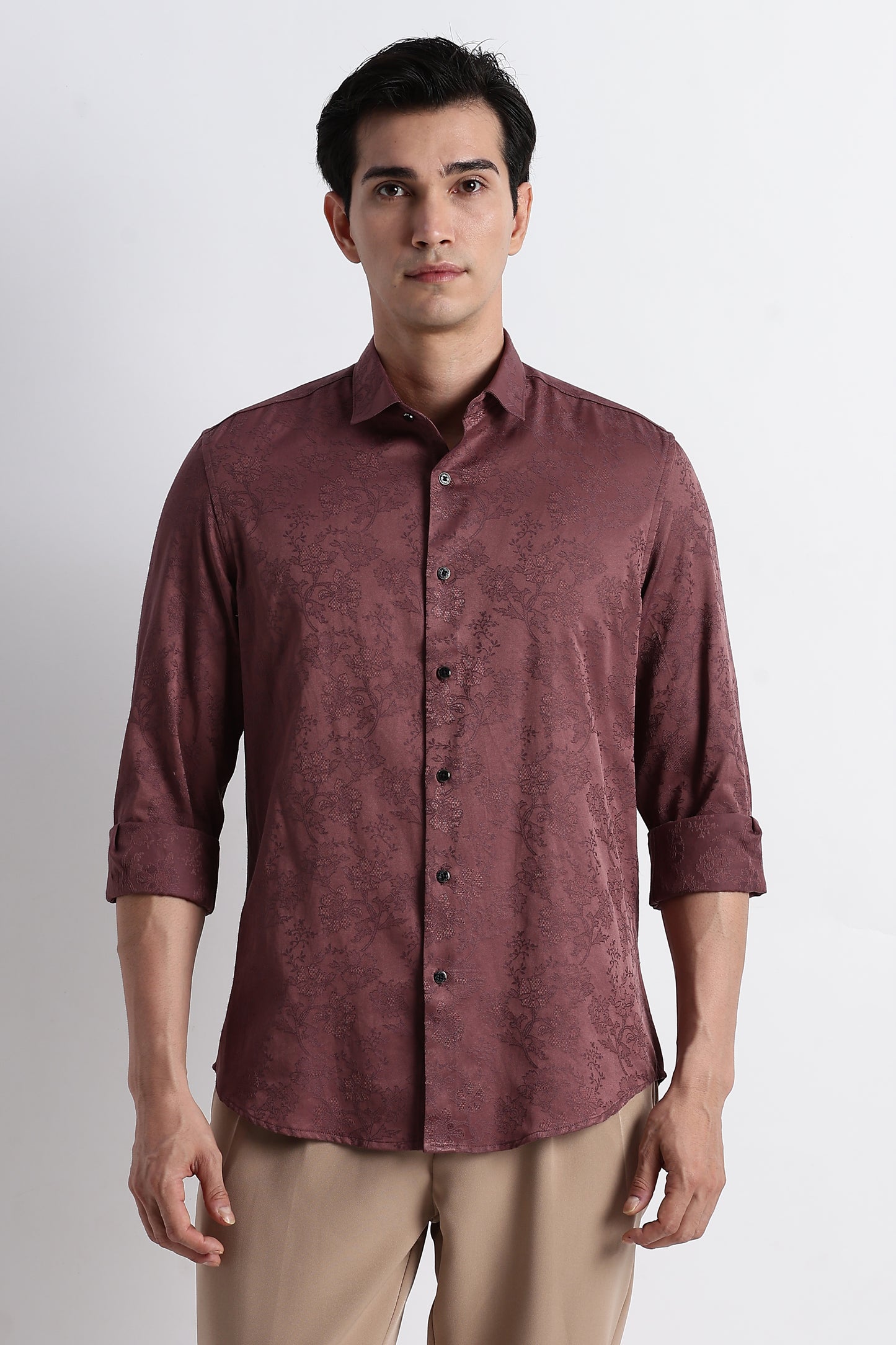 Textured Jacquard Shirt Lt Brown