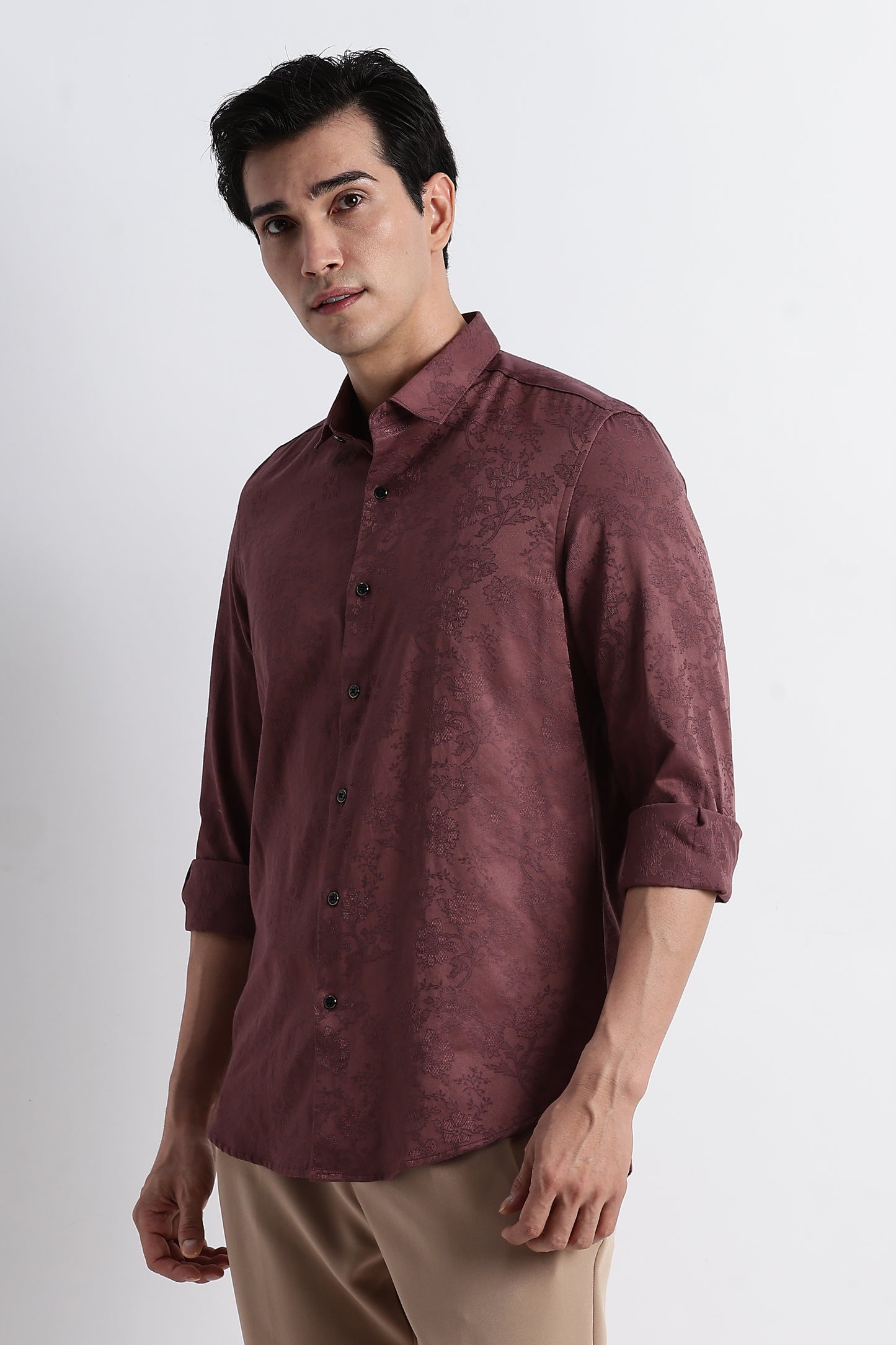 Textured Jacquard Shirt Lt Brown
