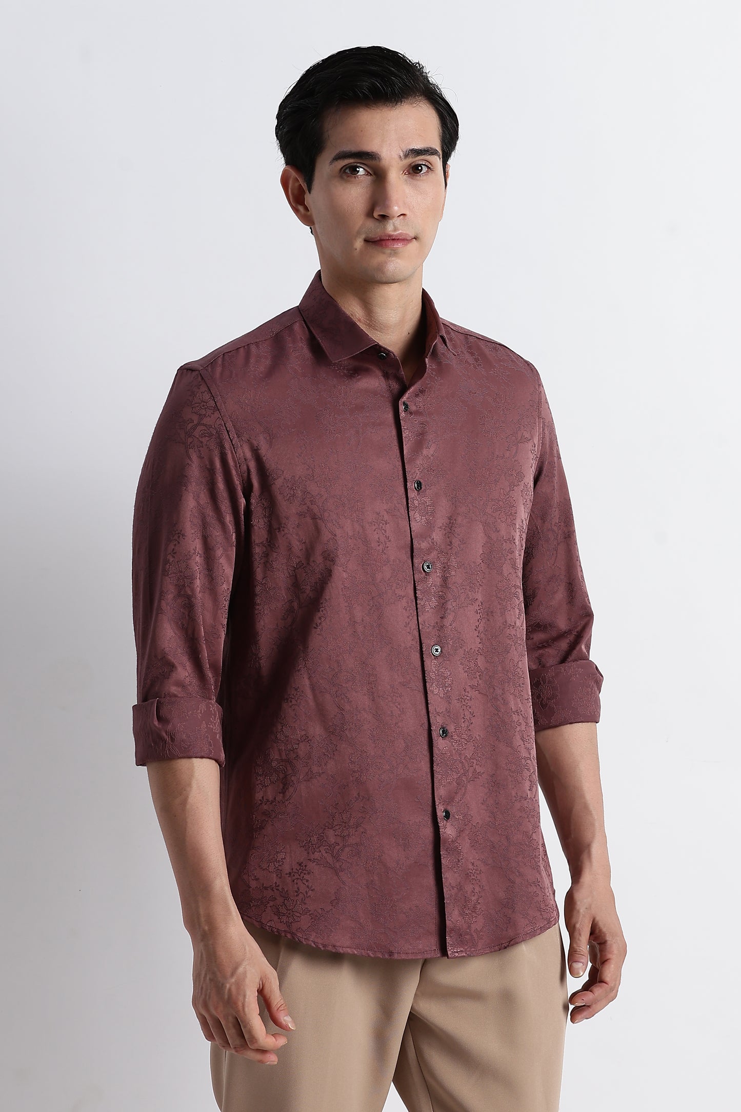 Textured Jacquard Shirt Lt Brown