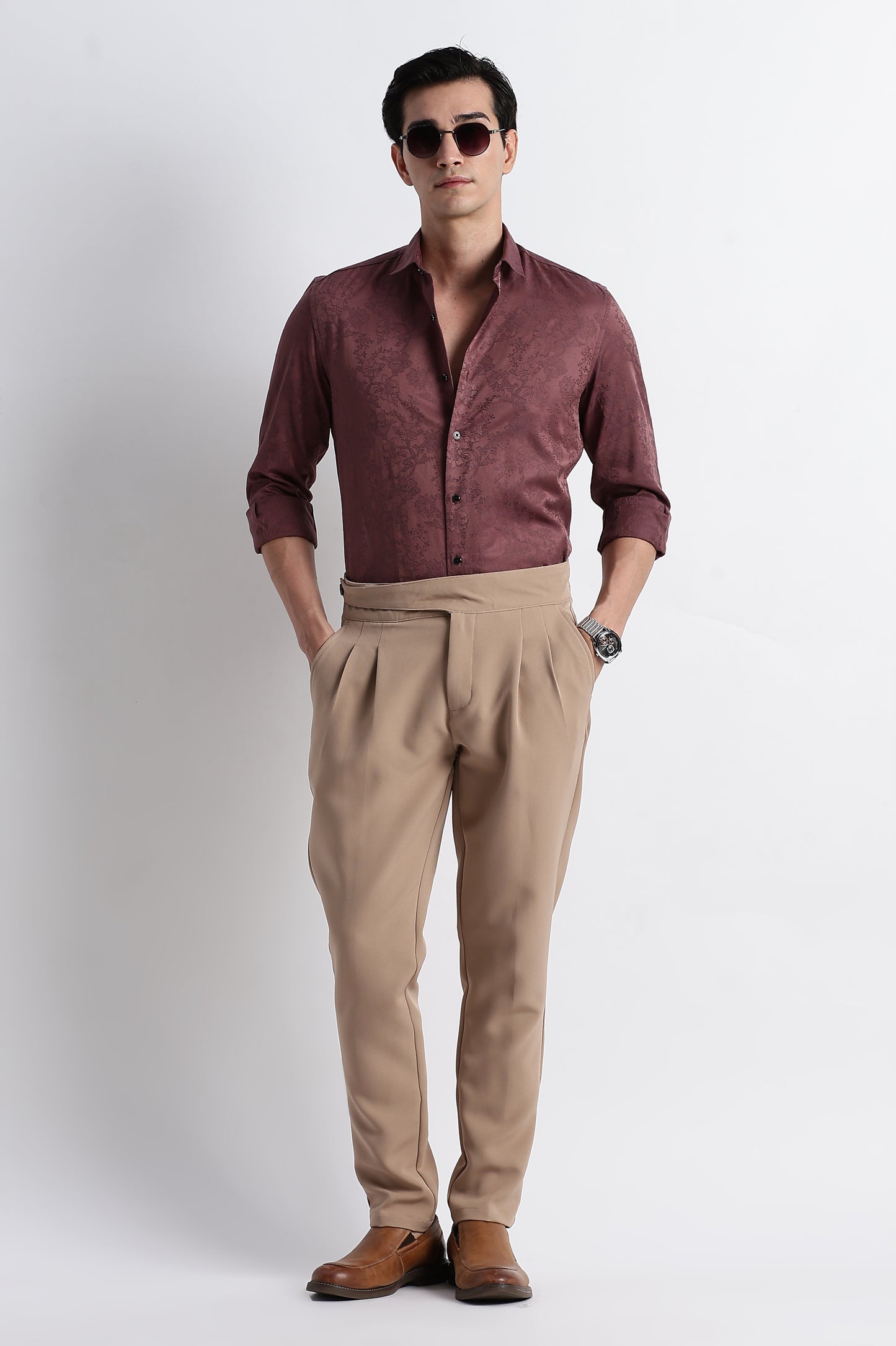 Textured Jacquard Shirt Lt Brown