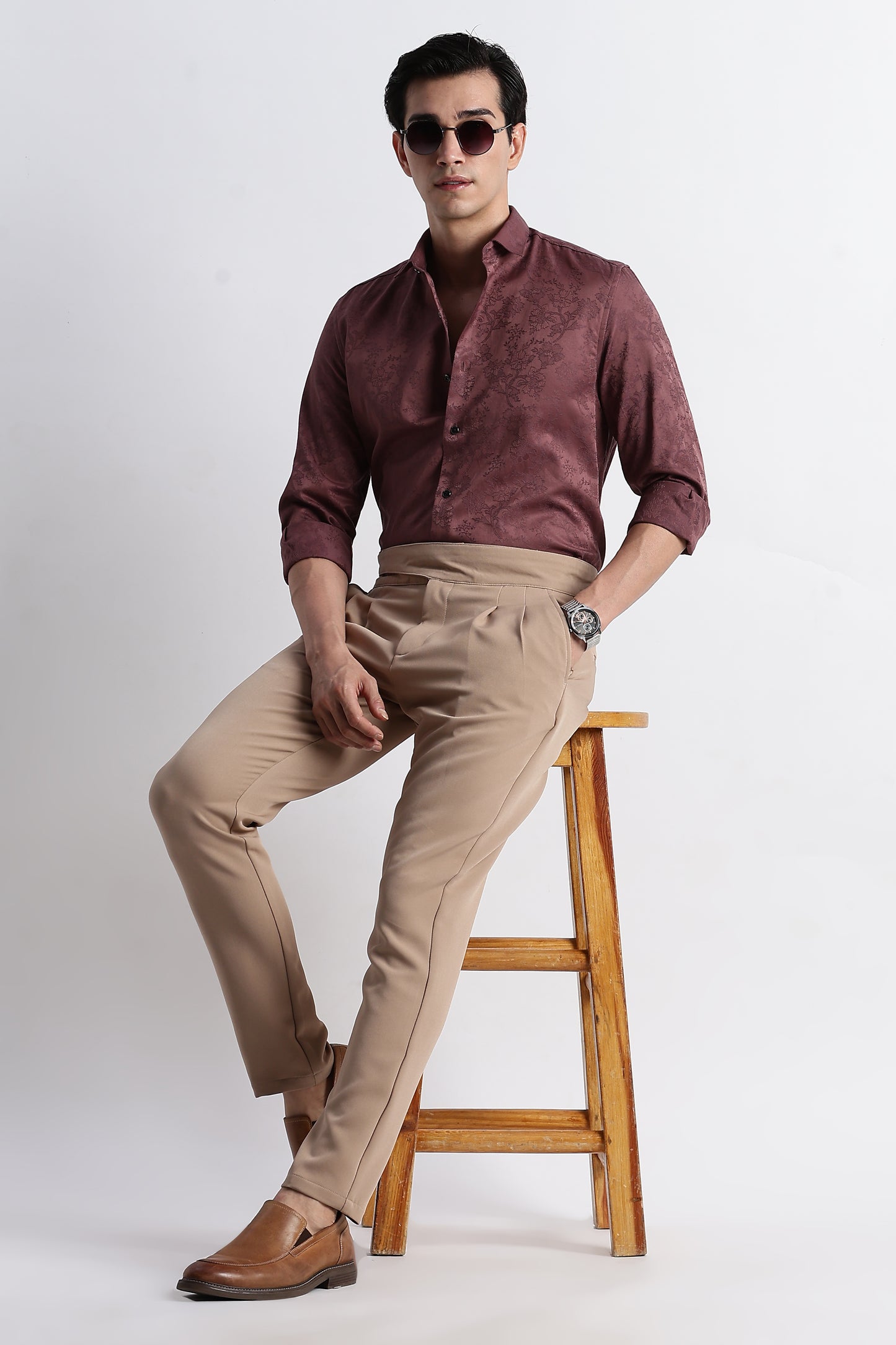 Textured Jacquard Shirt Lt Brown