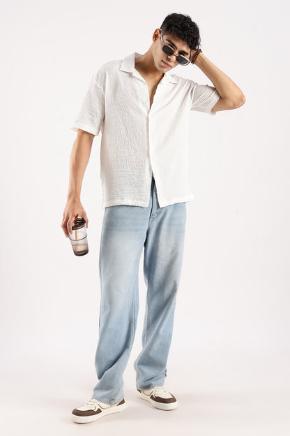 Textured Oversized Shirt White