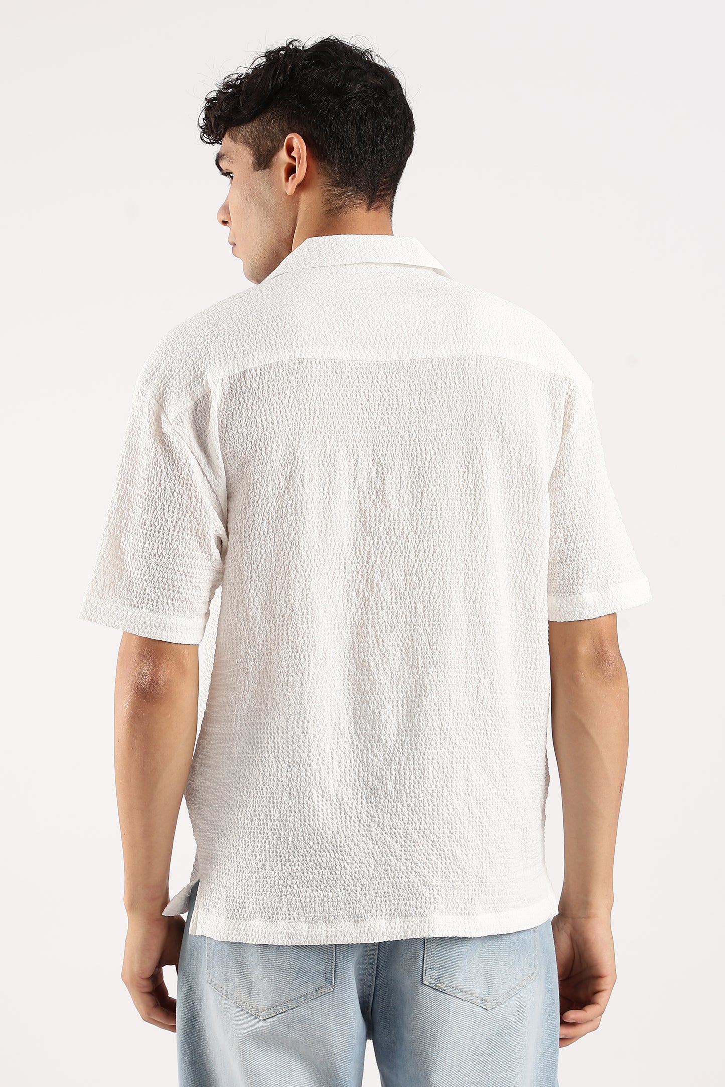 Textured Oversized Shirt White