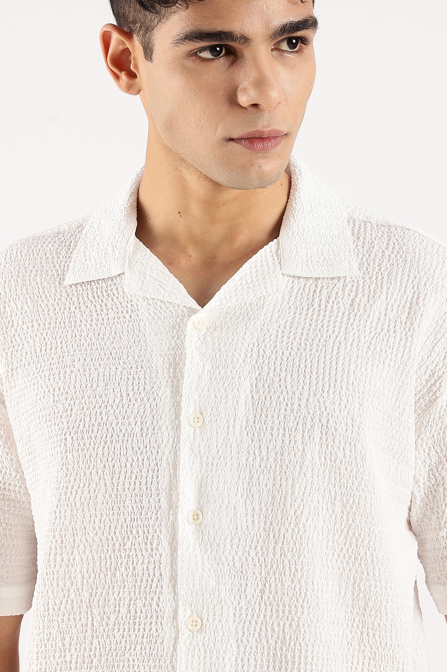 Textured Oversized Shirt White