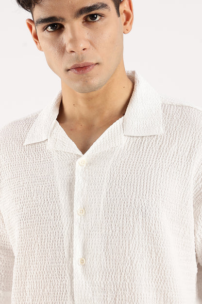 Textured Oversized Shirt White