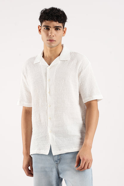Textured Oversized Shirt White