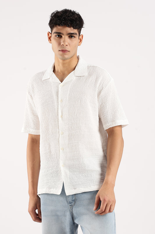 Textured Oversized Shirt White