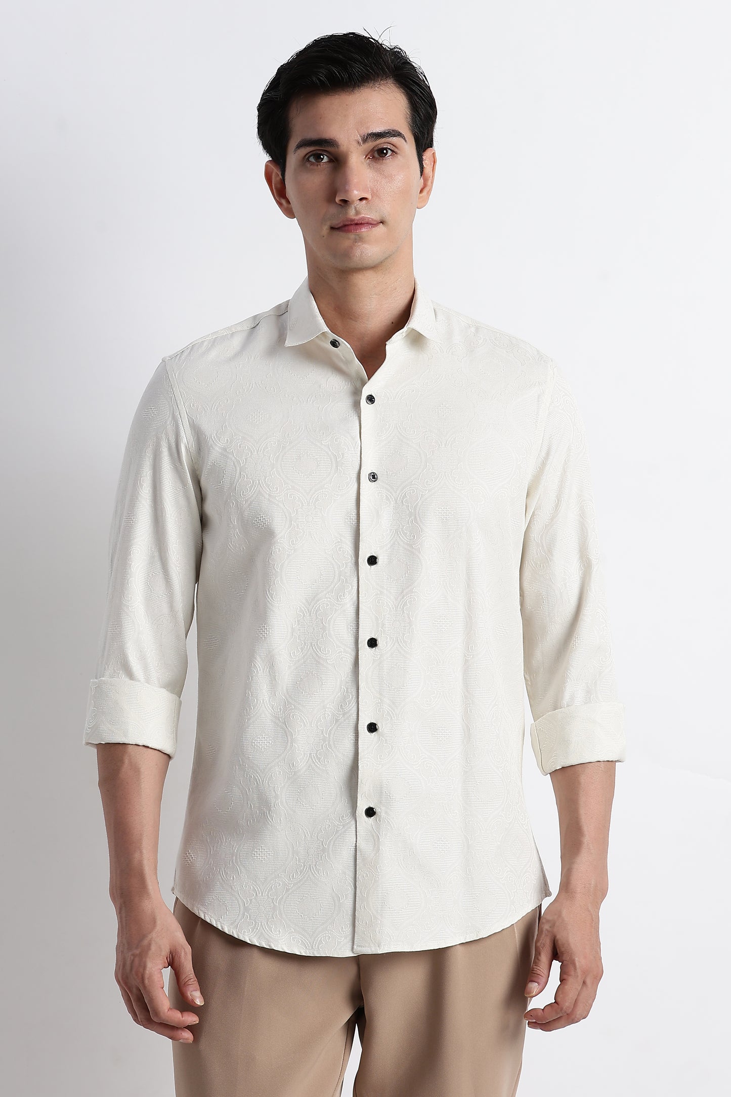 Textured Jacquard Shirt Off White