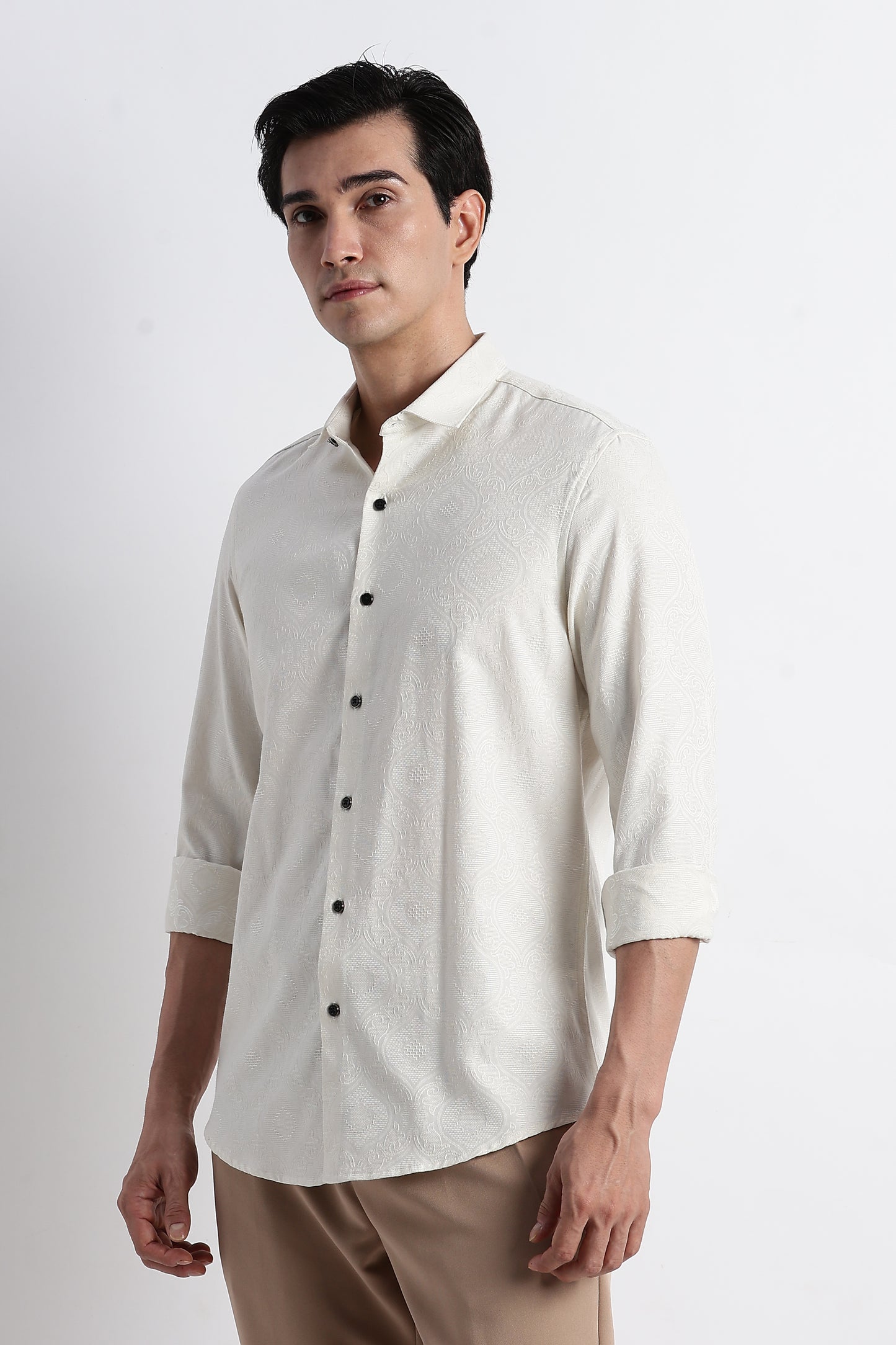 Textured Jacquard Shirt Off White