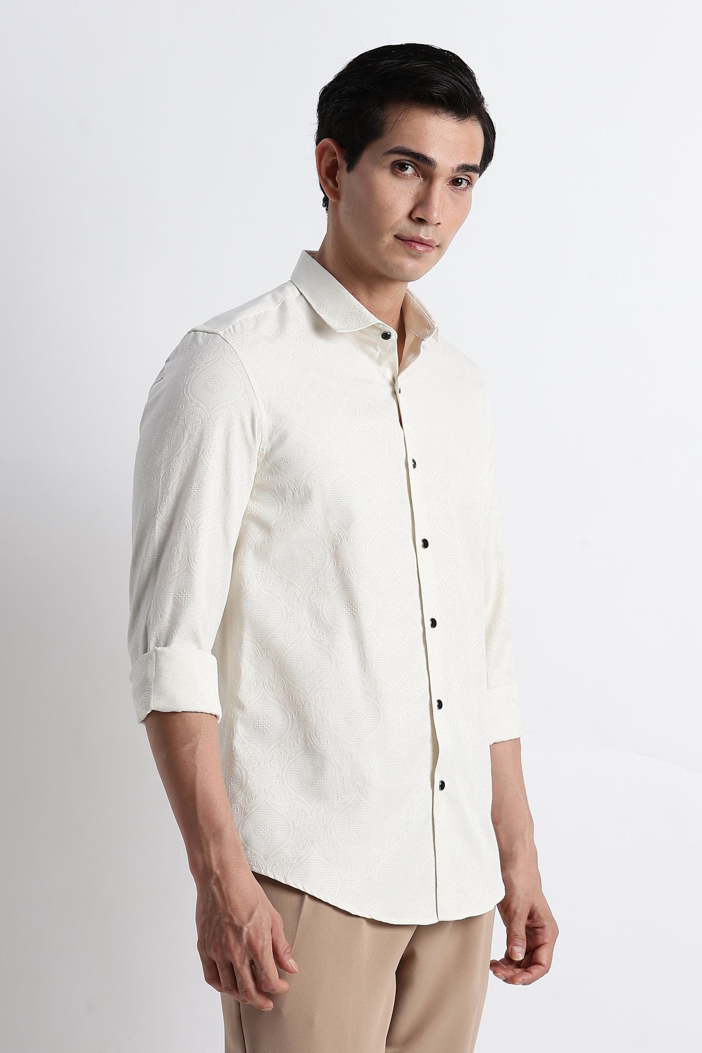 Textured Jacquard Shirt Off White