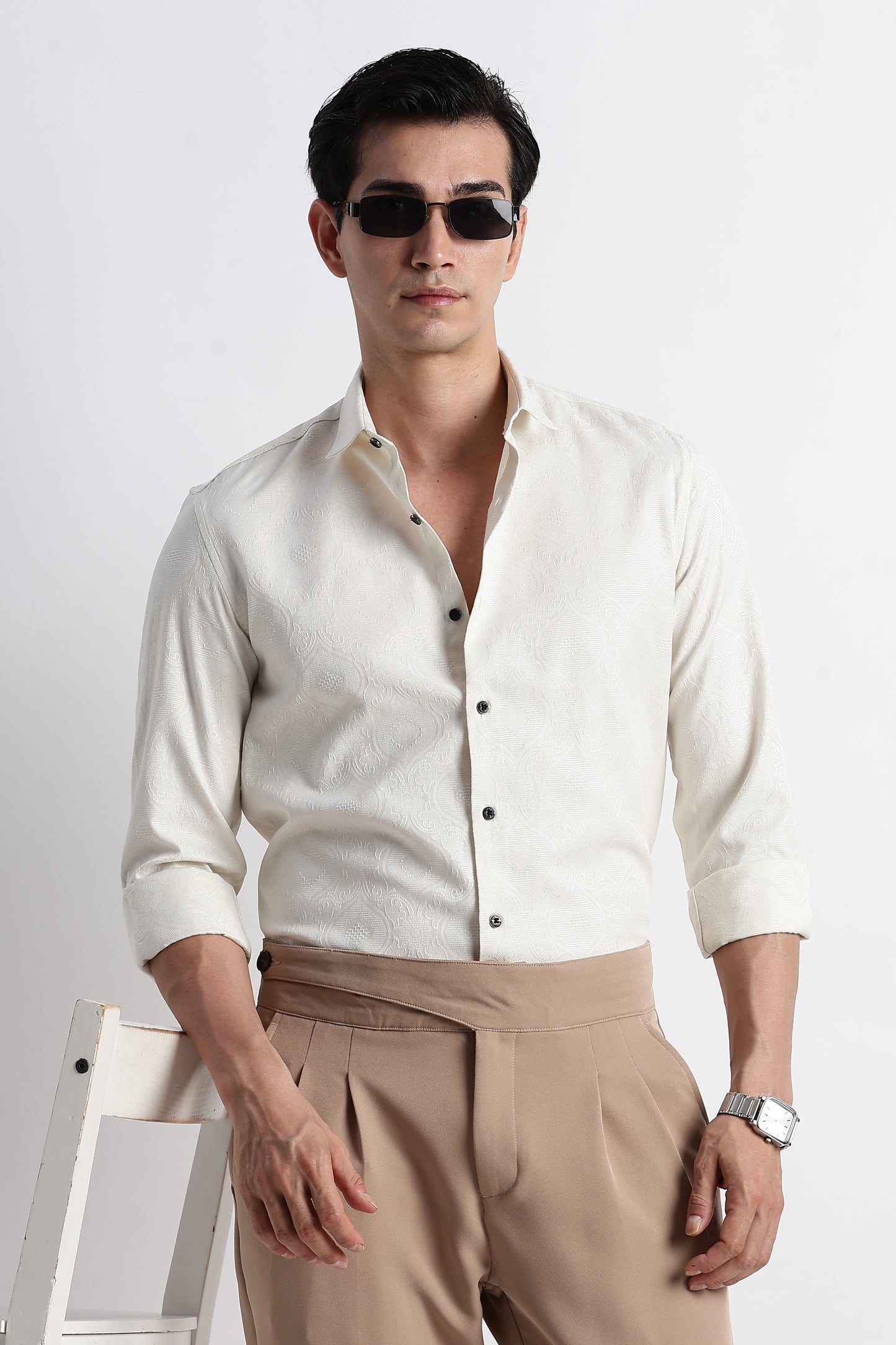 Textured Jacquard Shirt Off White