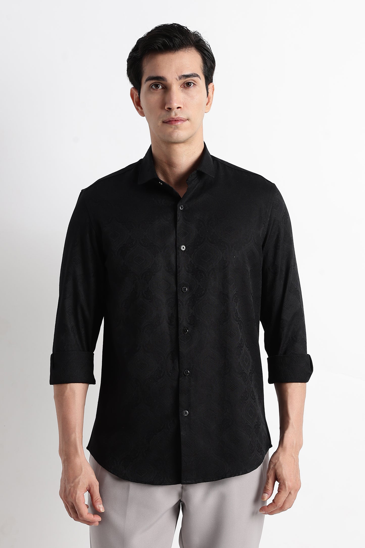 Textured Jacquard Shirt Black