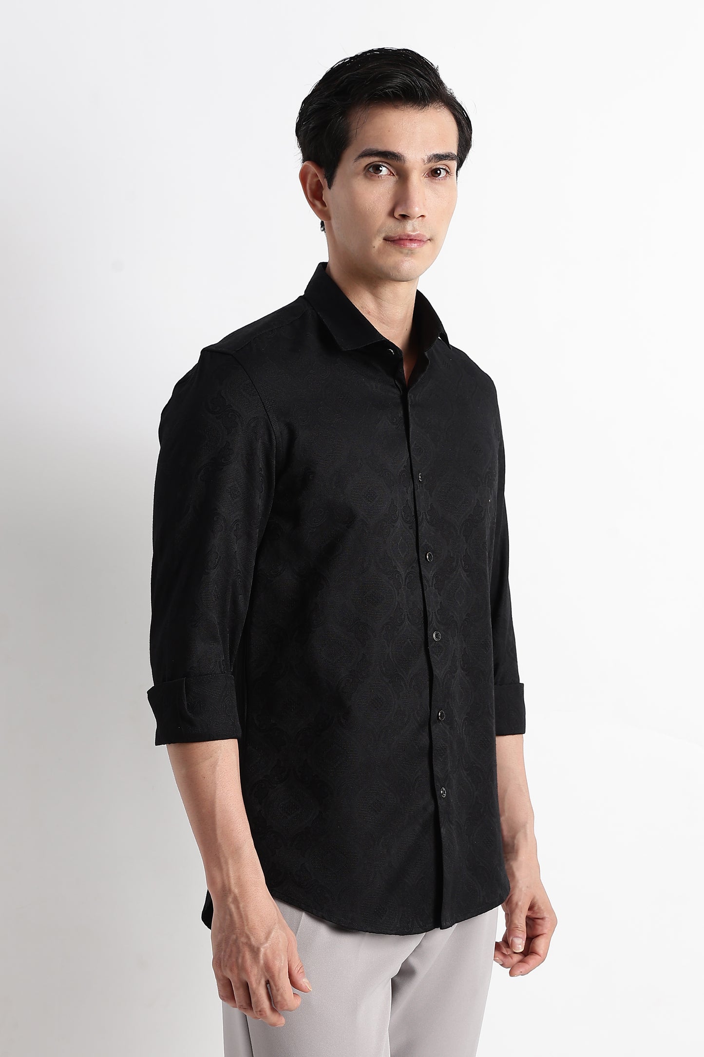 Textured Jacquard Shirt Black