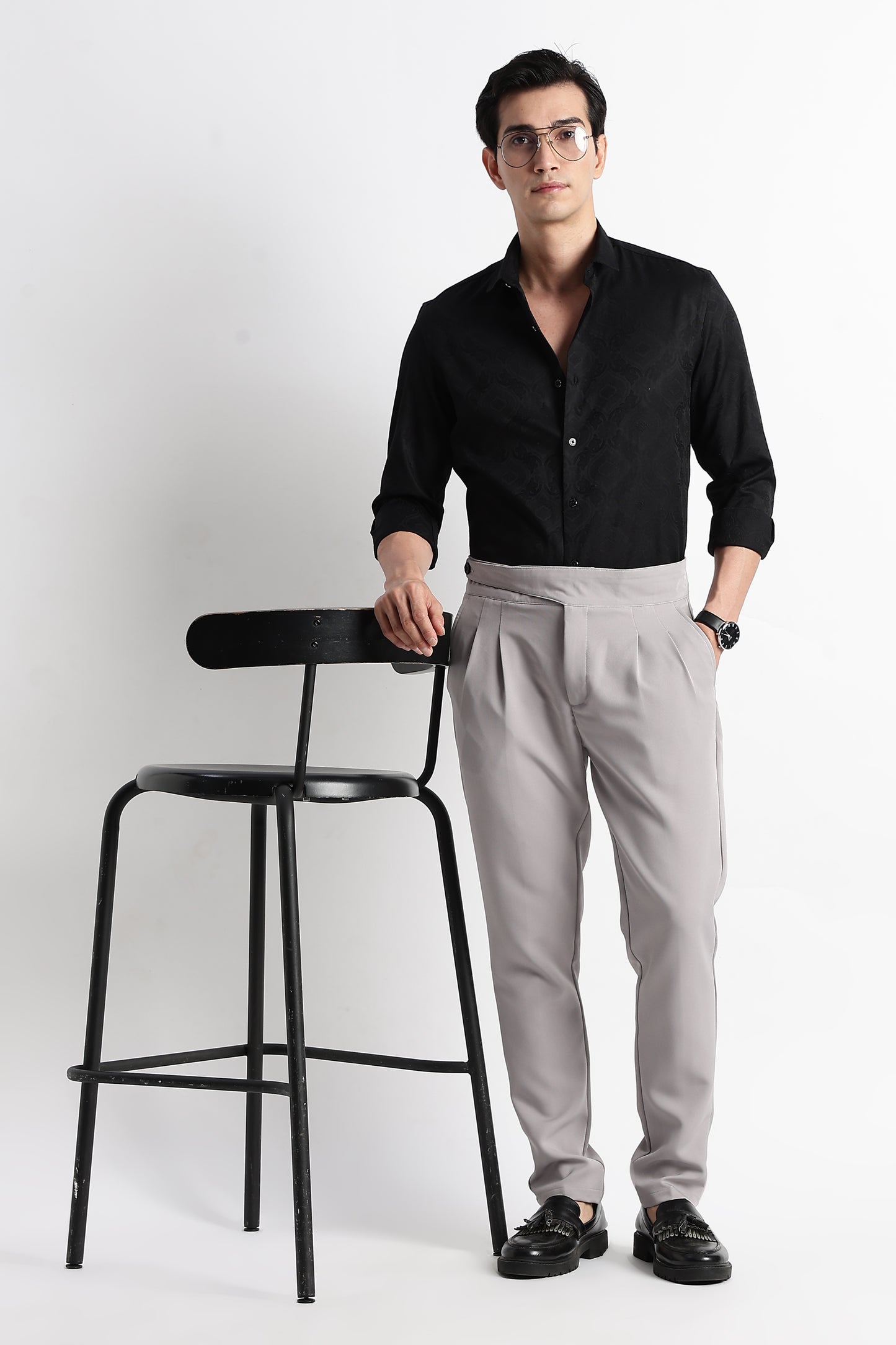 Textured Jacquard Shirt Black