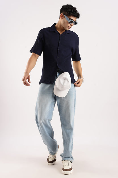 Textured Oversized Shirt Black