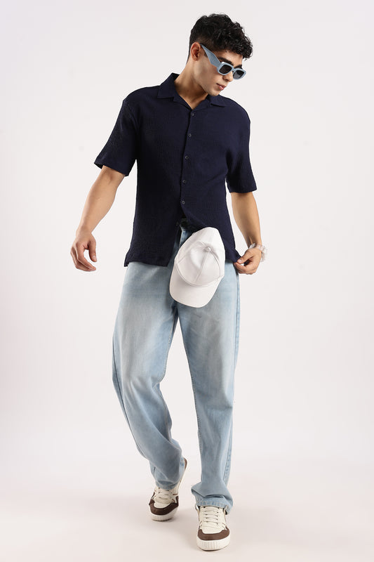 Textured Oversized Shirt Black