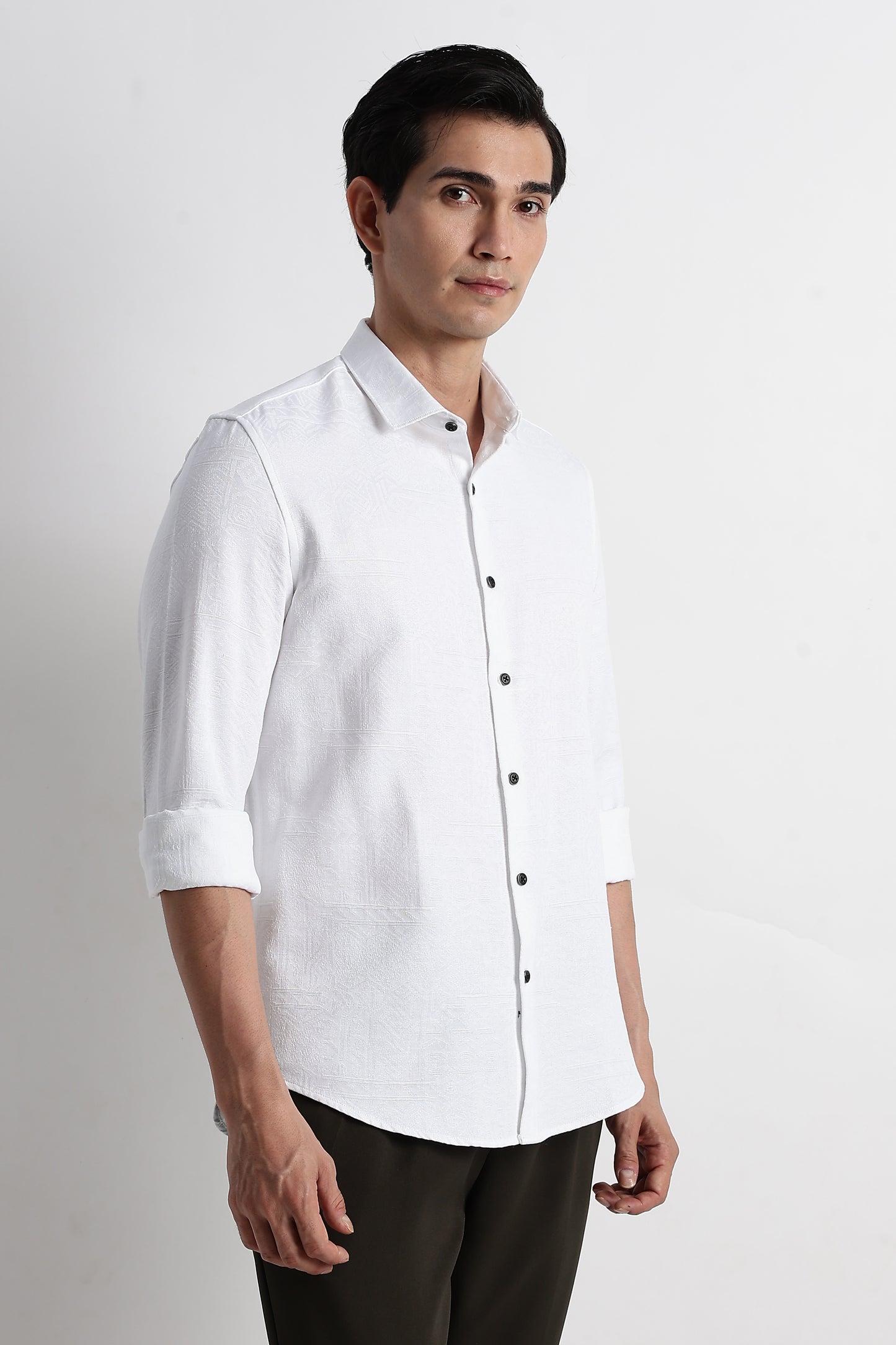 Textured Jacquard Shirt White
