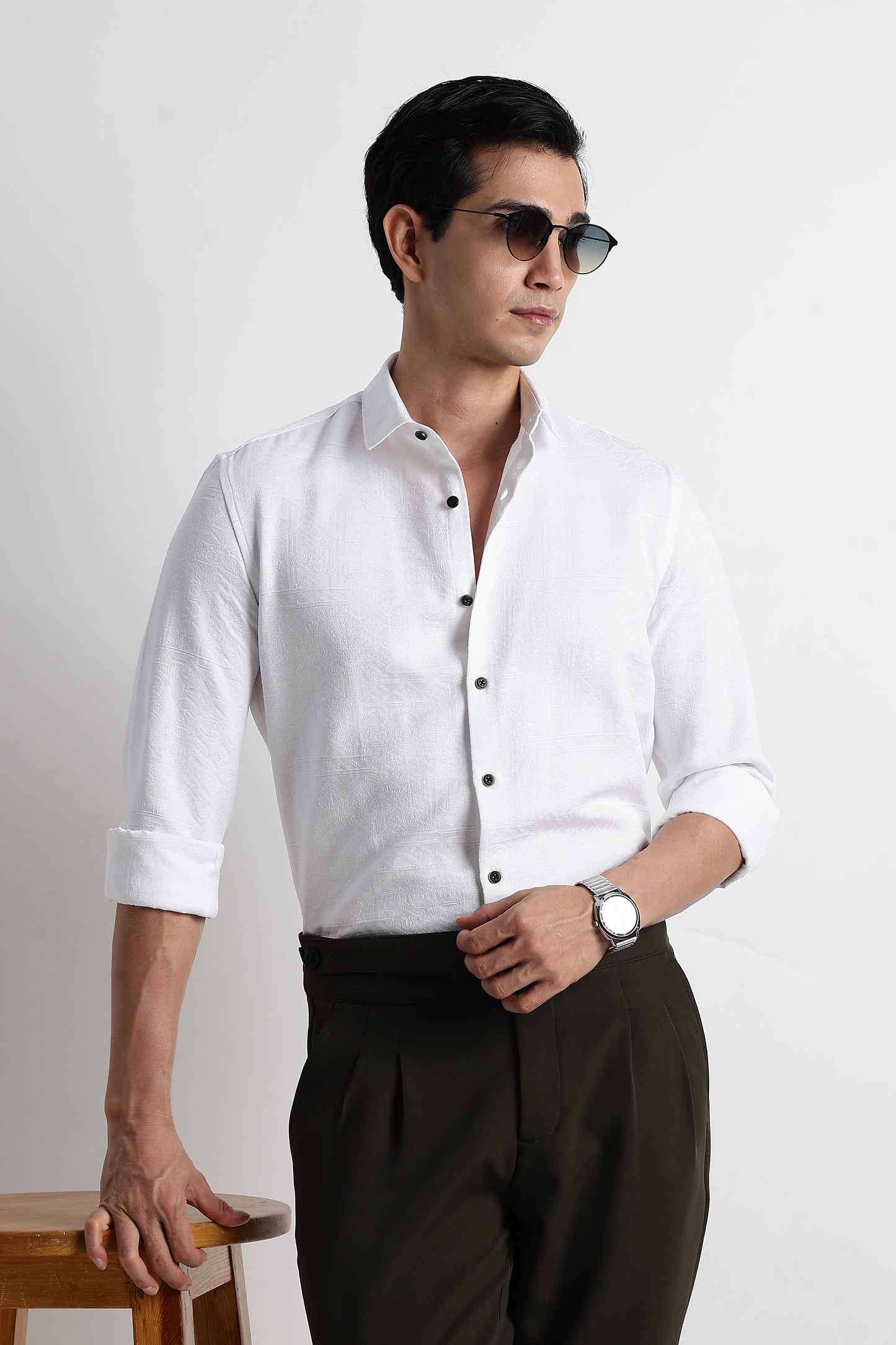 Textured Jacquard Shirt White