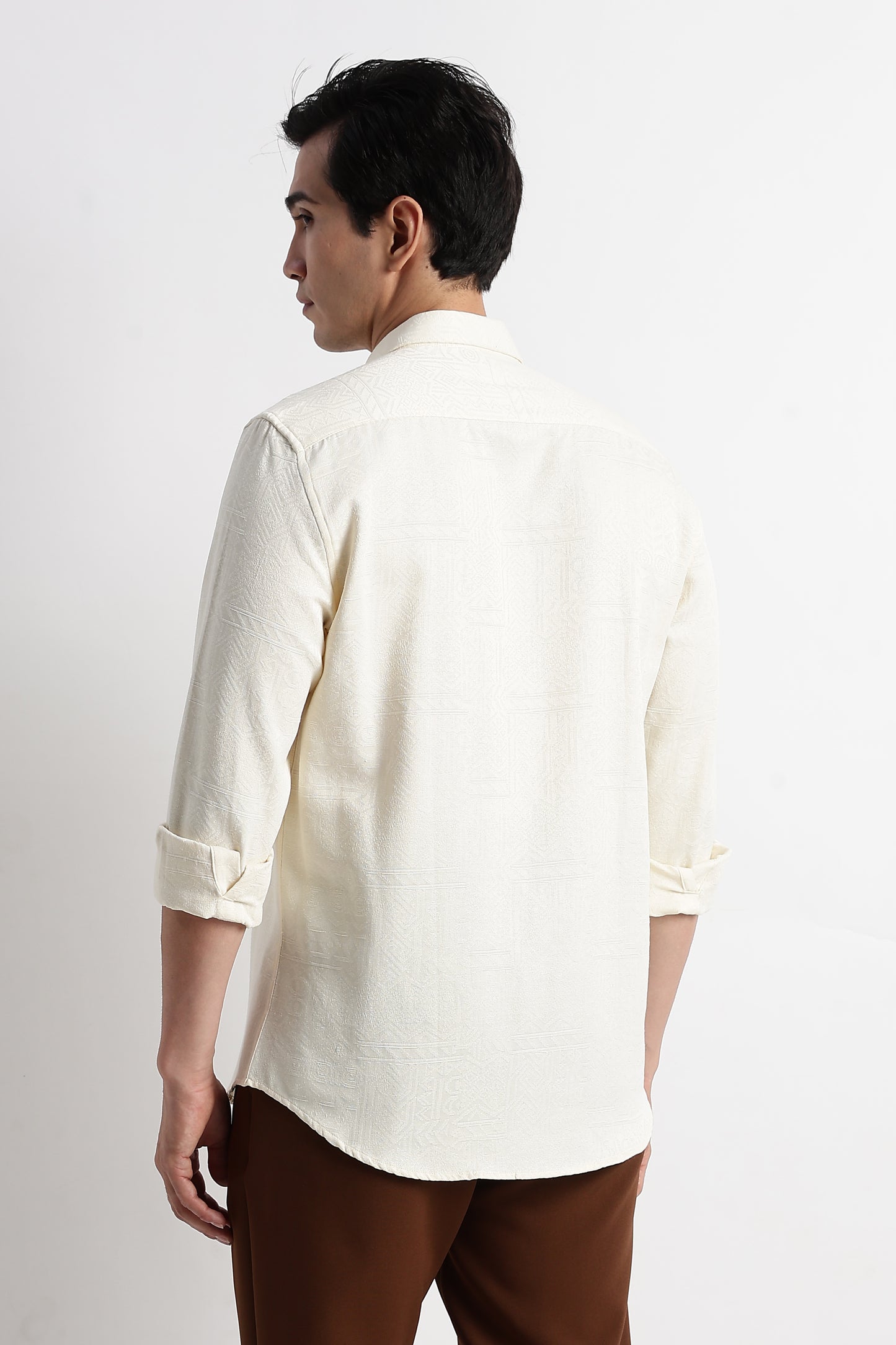 Textured Jacquard Shirt Beige