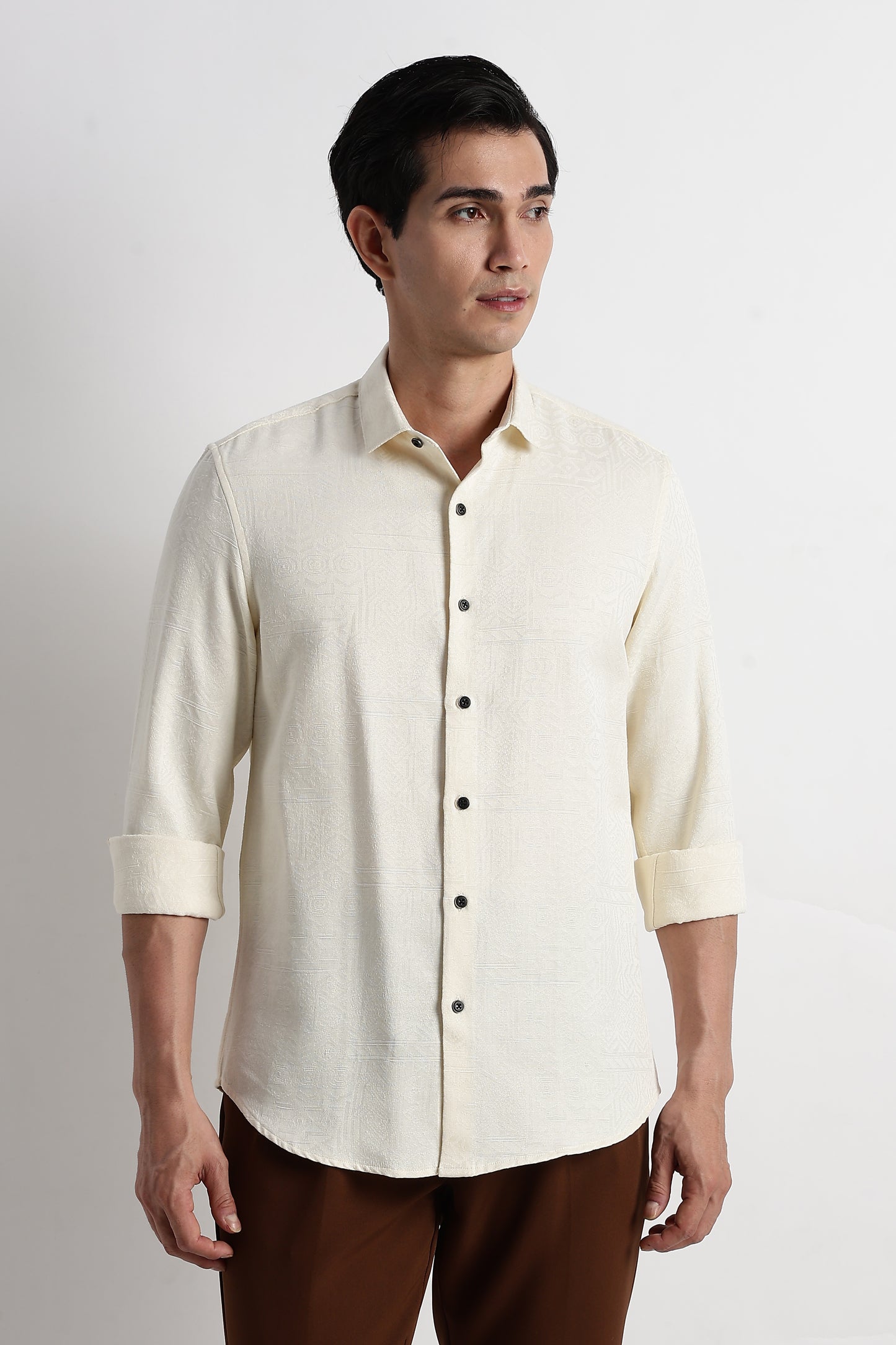Textured Jacquard Shirt Beige
