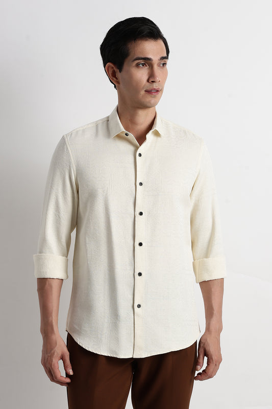 Textured Jacquard Shirt Beige