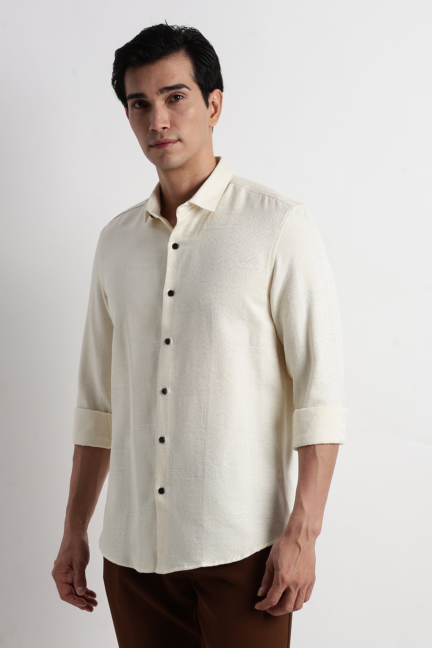 Textured Jacquard Shirt Beige