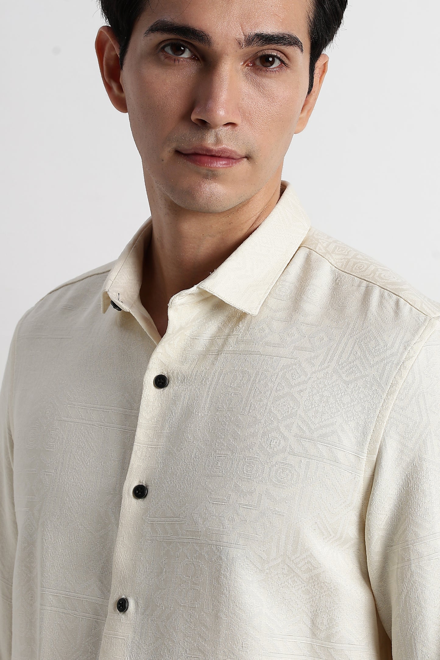 Textured Jacquard Shirt Beige
