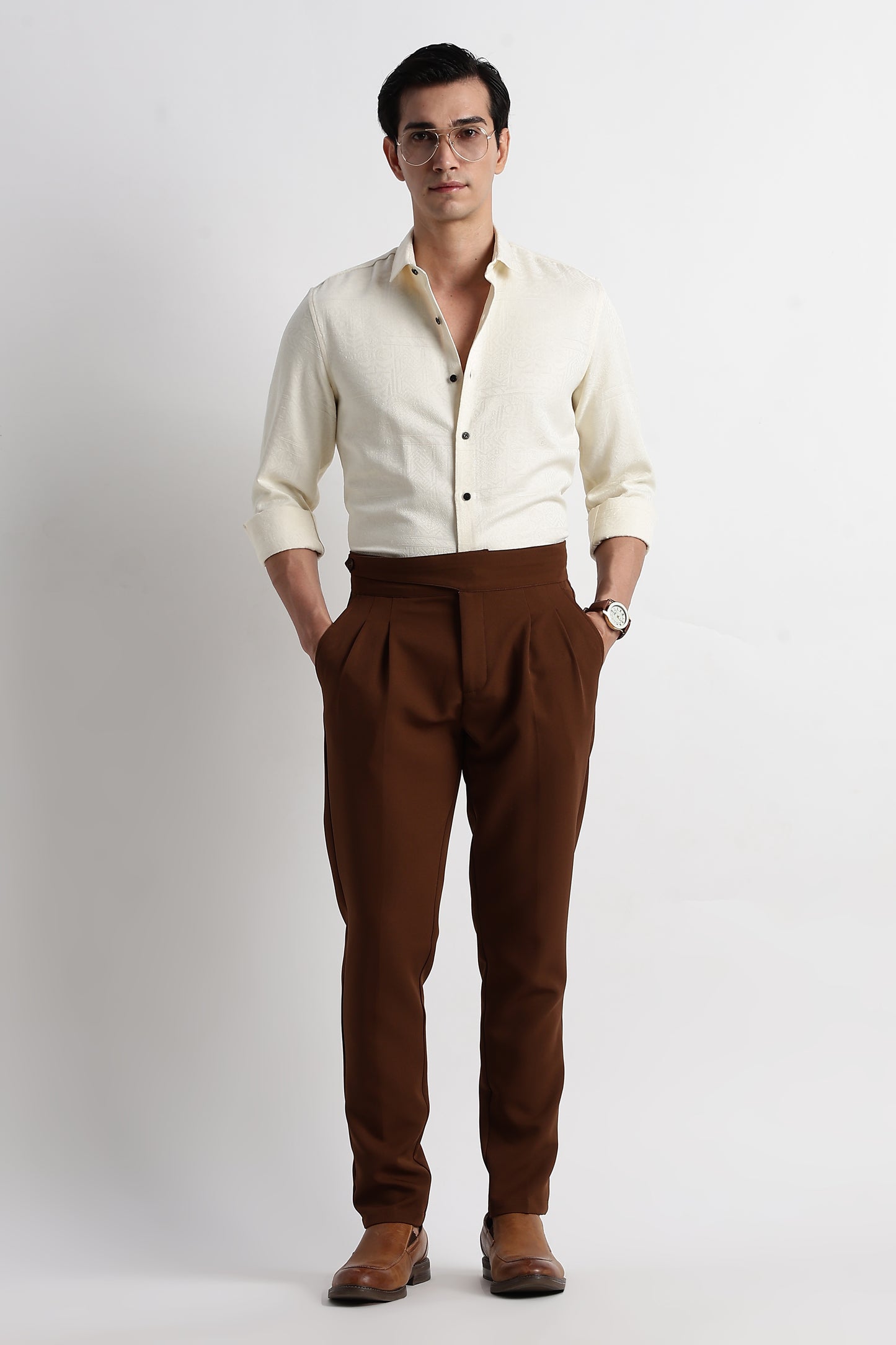 Textured Jacquard Shirt Beige