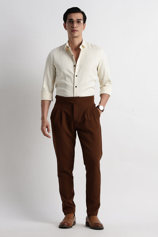 Textured Jacquard Shirt Beige