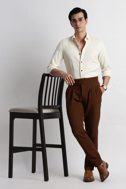 Textured Jacquard Shirt Beige