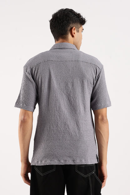 Textured Oversized Shirt Grey