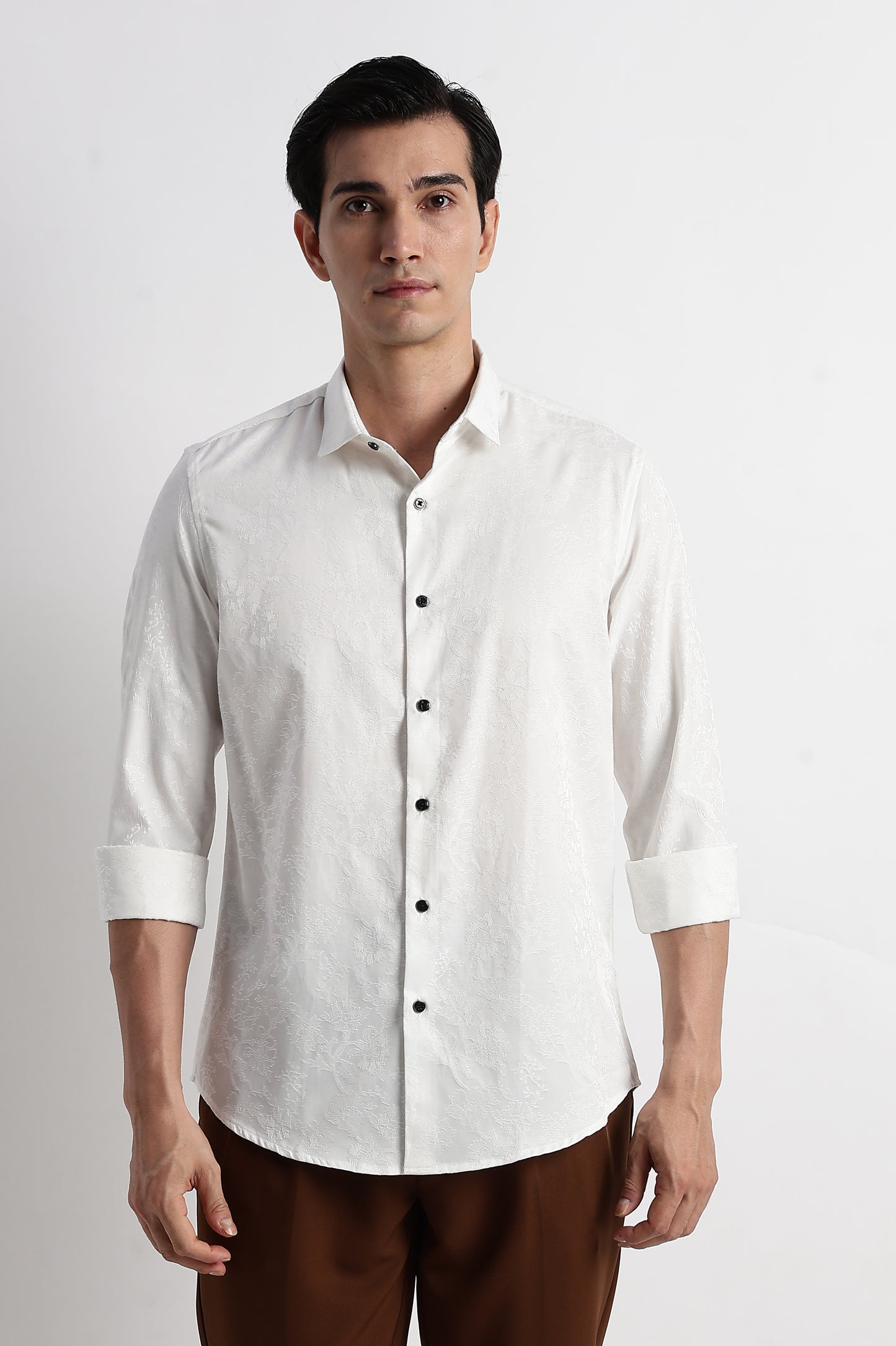 Textured Jacquard Shirt White