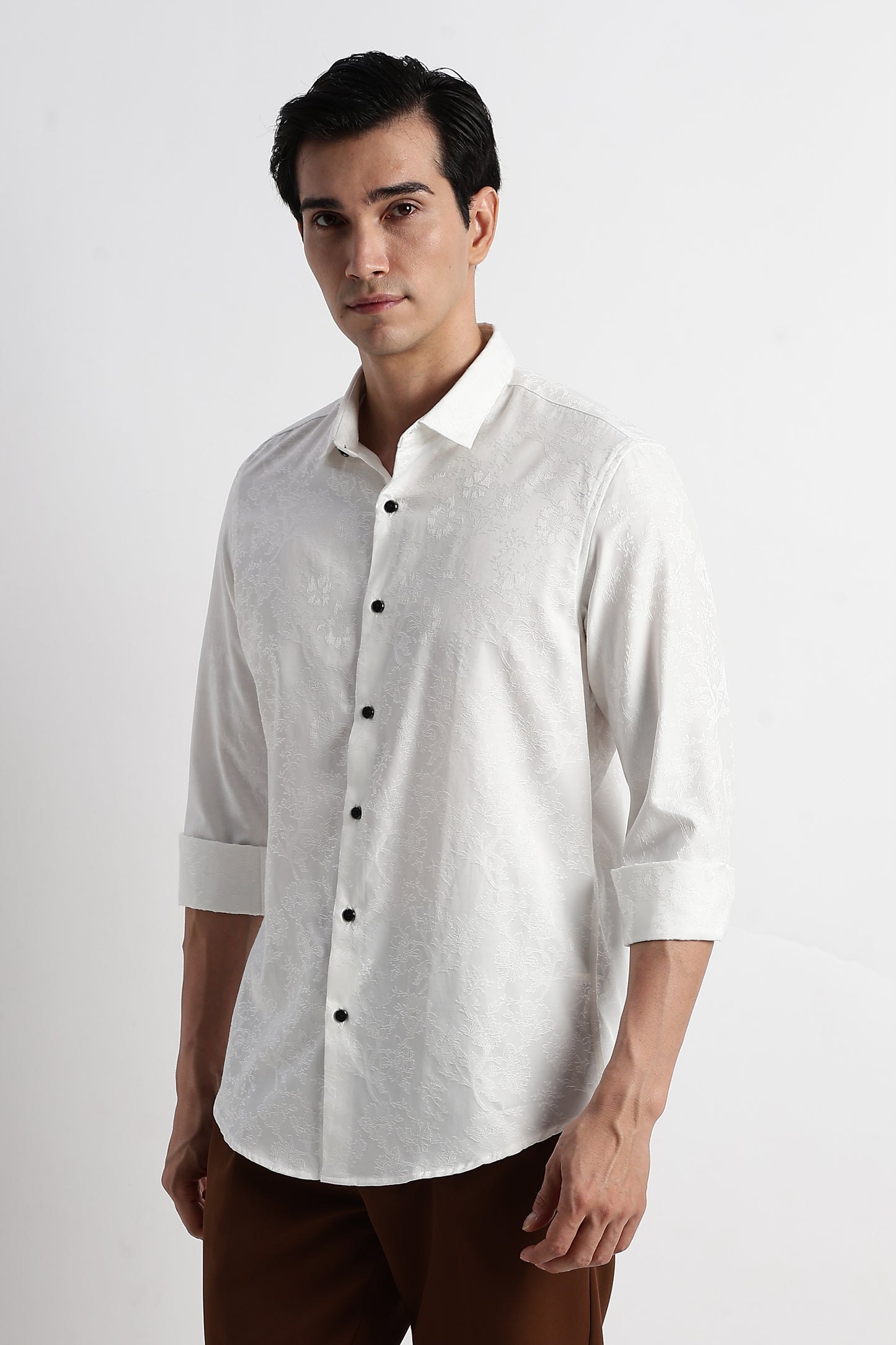 Textured Jacquard Shirt White