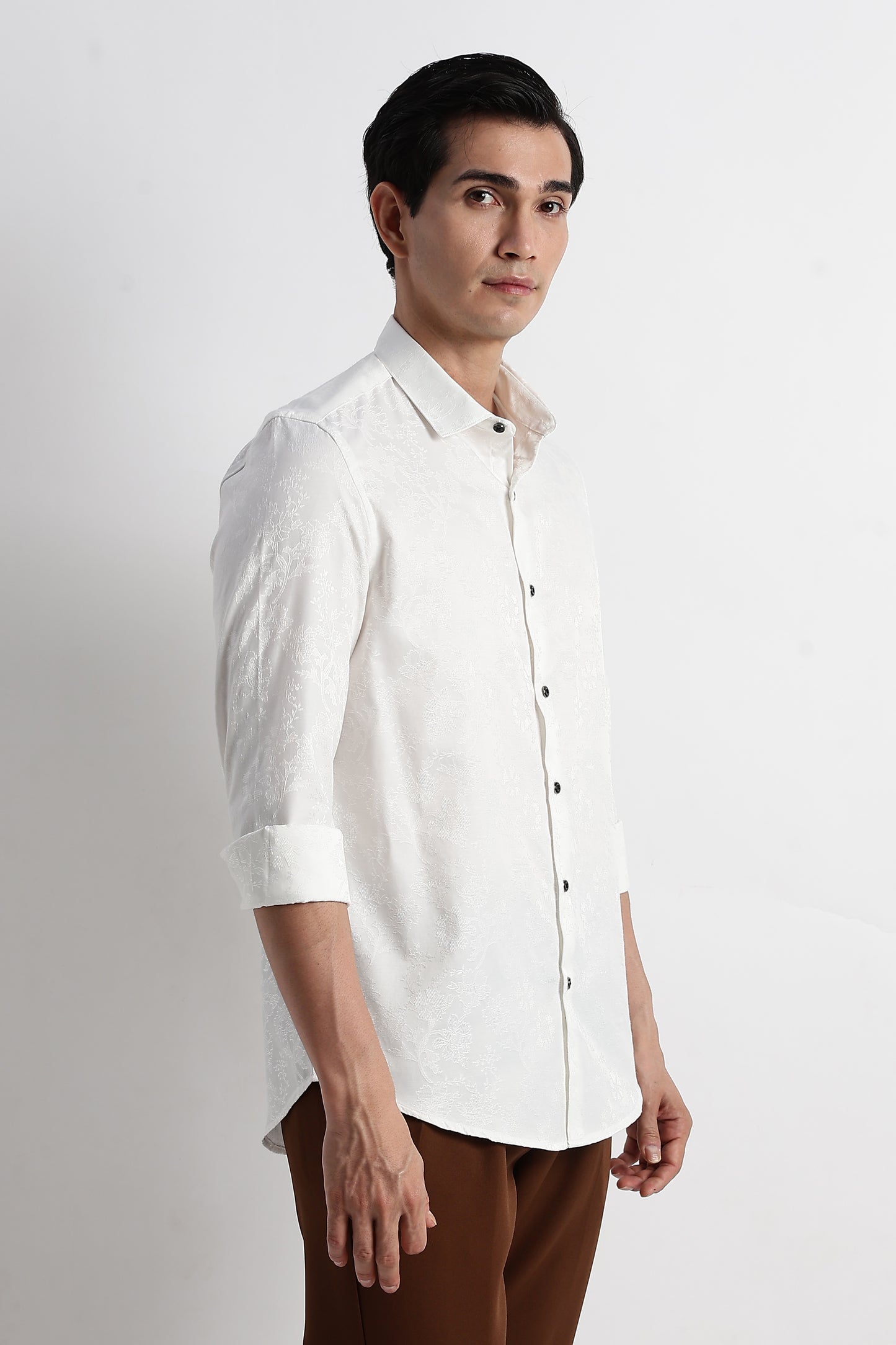 Textured Jacquard Shirt White