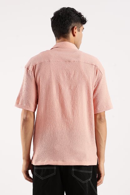 Textured Oversized Shirt Peach