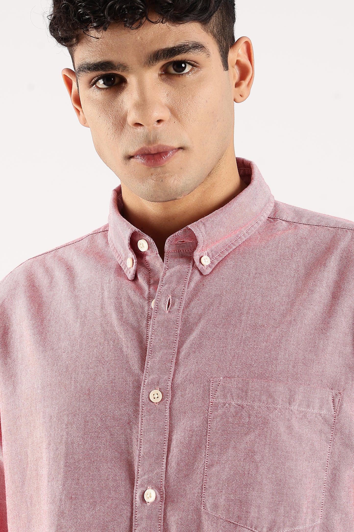Cotton Oxford Slim Fit Shirt Red