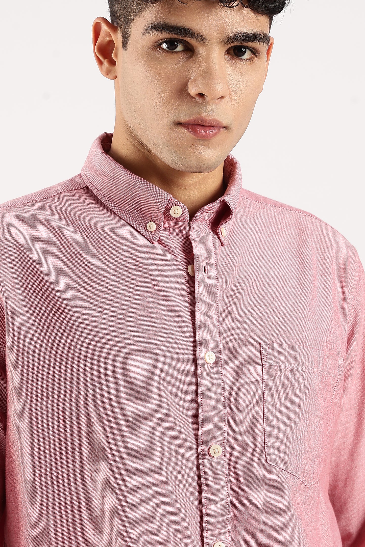 Cotton Oxford Slim Fit Shirt Red