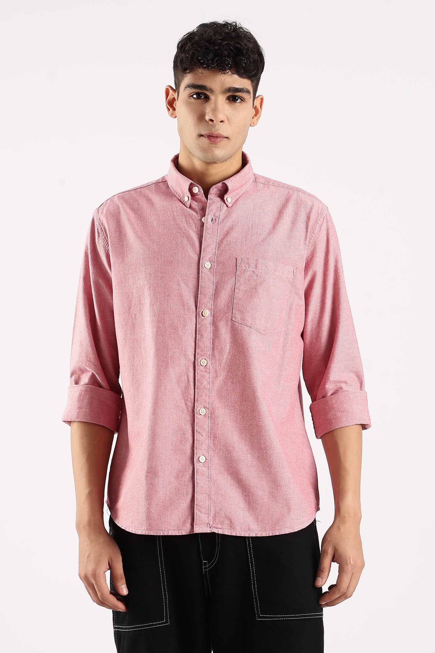 Cotton Oxford Slim Fit Shirt Red