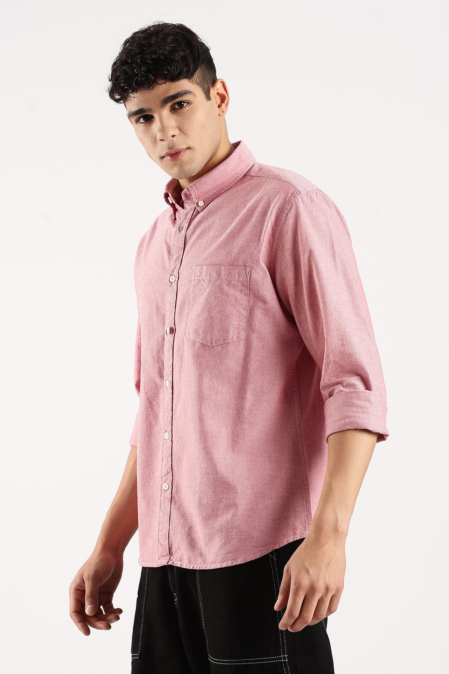 Cotton Oxford Slim Fit Shirt Red