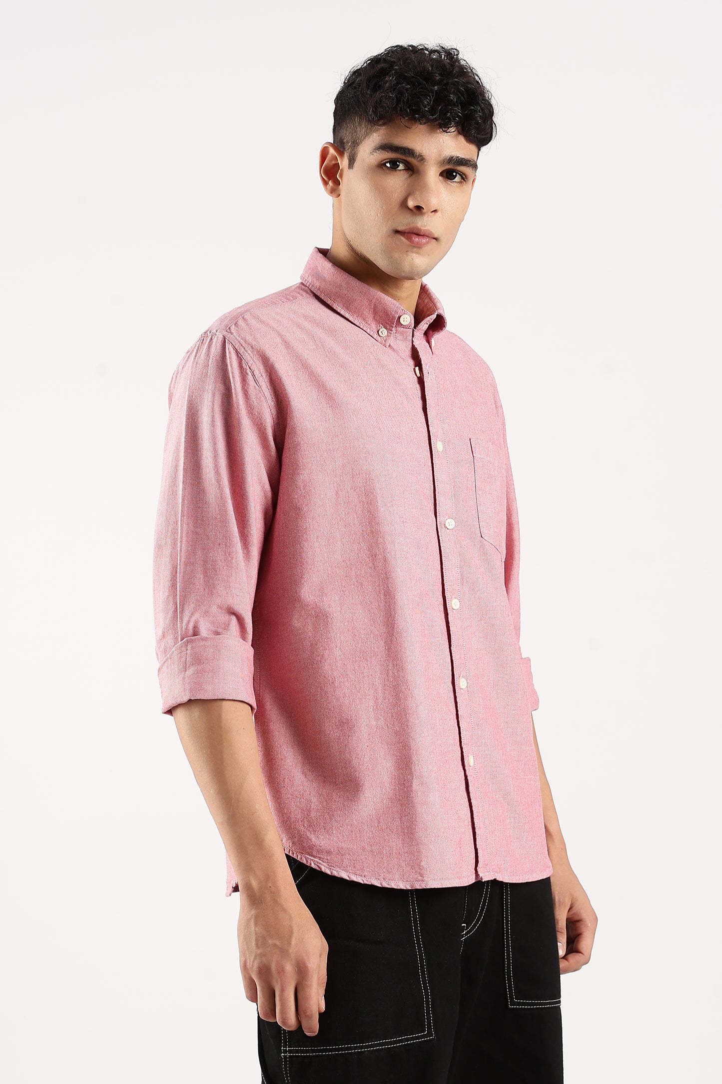 Cotton Oxford Slim Fit Shirt Red