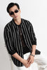 Vertical Stripe Textured Shirt Black