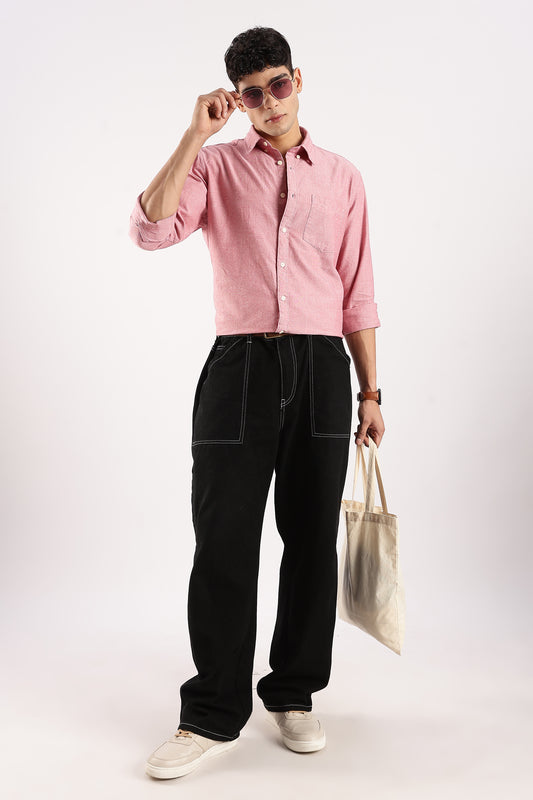 Cotton Oxford Slim Fit Shirt Red