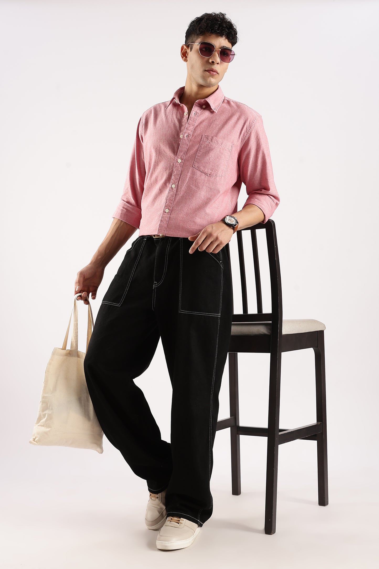 Cotton Oxford Slim Fit Shirt Red