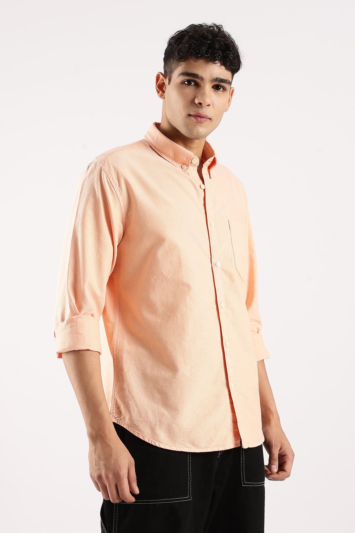 Cotton Oxford Slim Fit Shirt Orange
