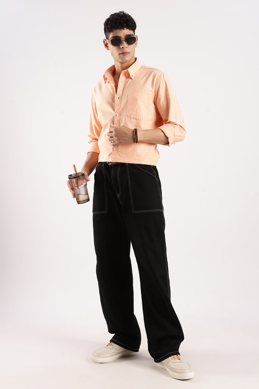 Cotton Oxford Slim Fit Shirt Orange